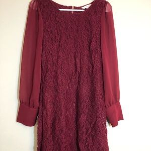 Maroon lace long sleeve